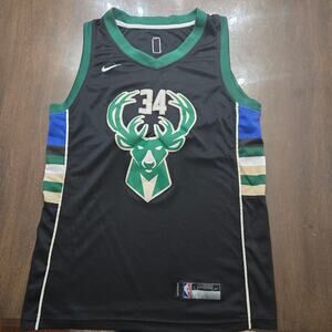 Milwaukee Bucks Giannis Antetokounmpo Nike Black Swingman Jersey Size Large
